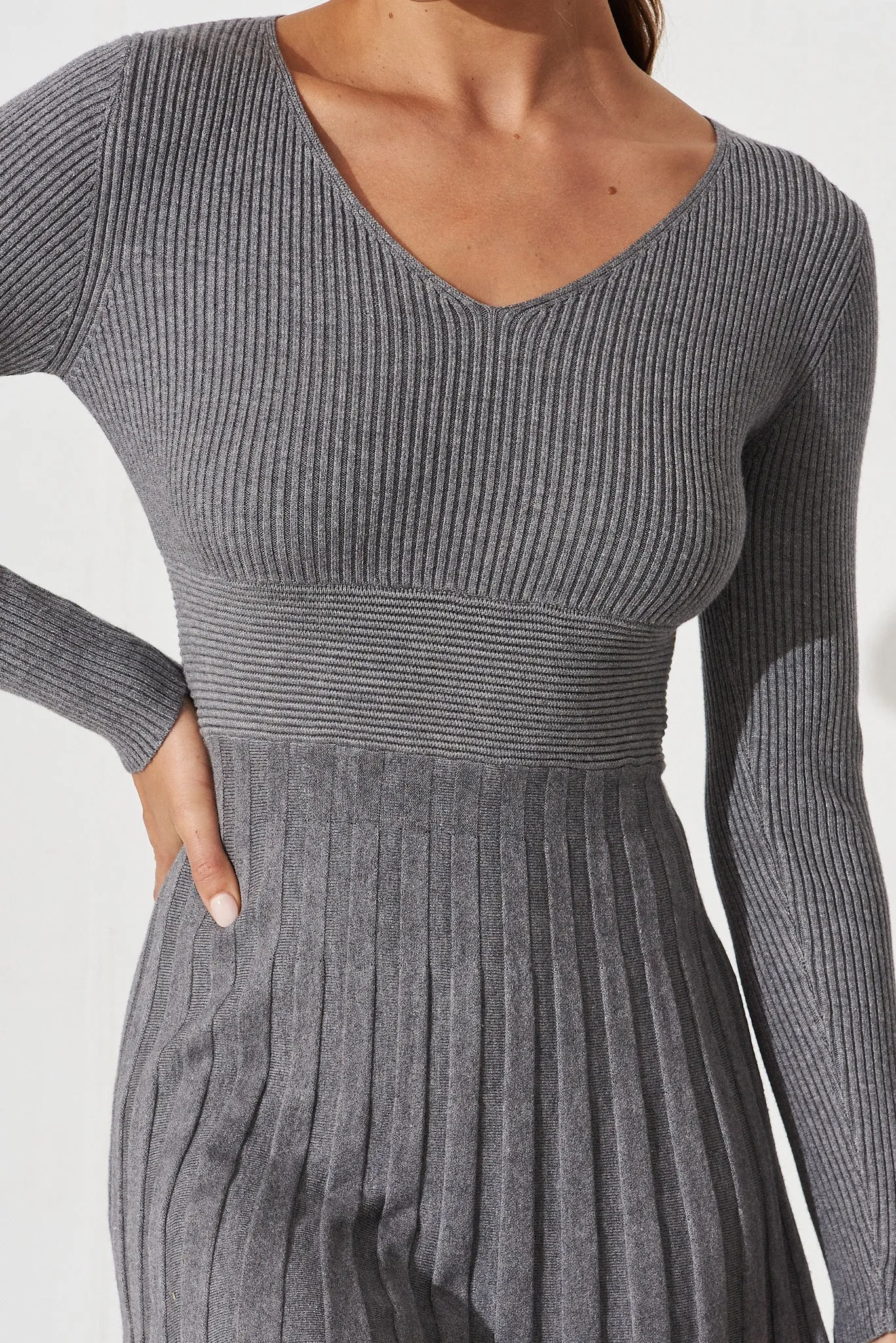 Koby Knit Dress In Grey Marle sold by St Frock product image thumbnail 5