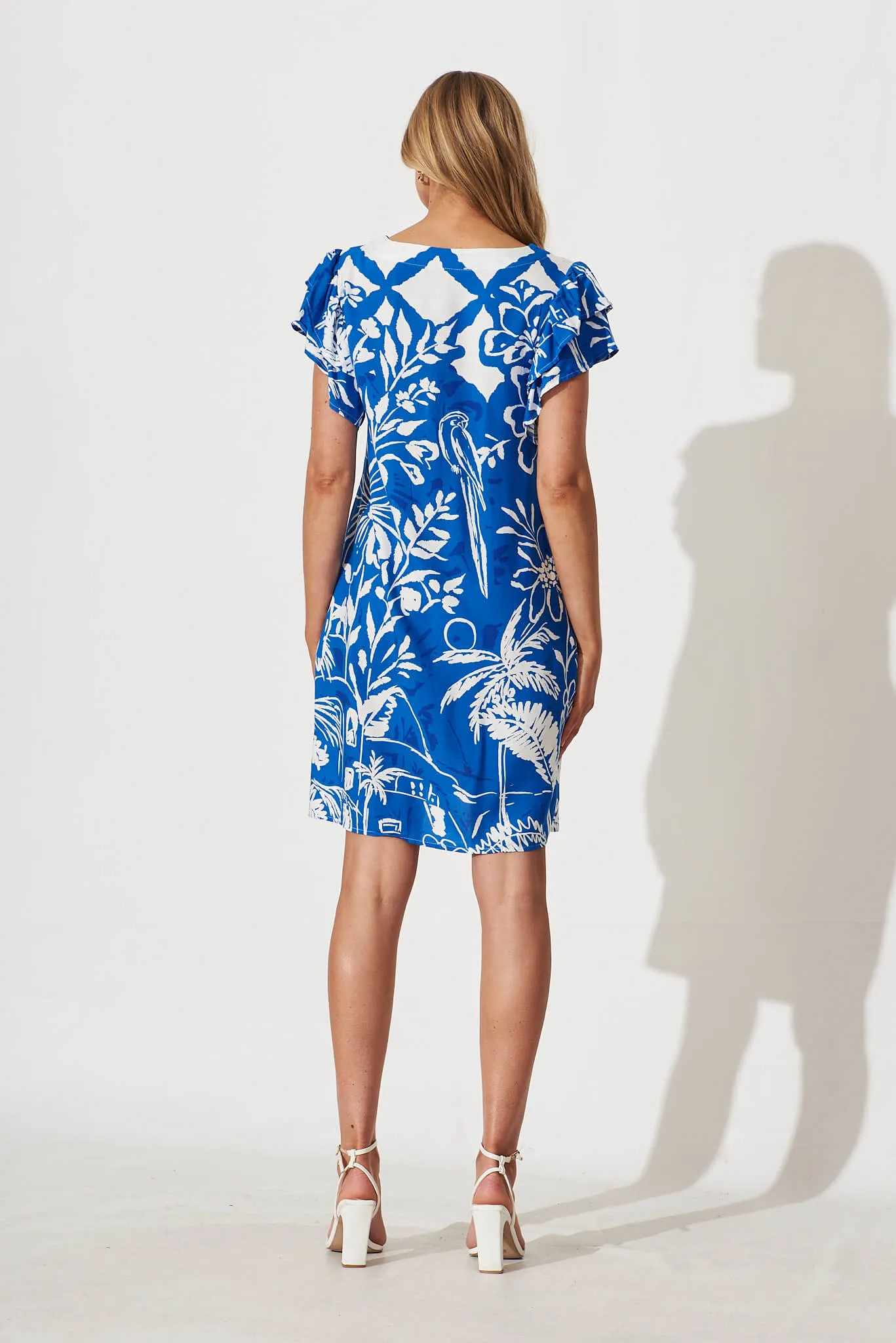 Isla Dress In Blue With White Floral sold by St Frock product image thumbnail 4