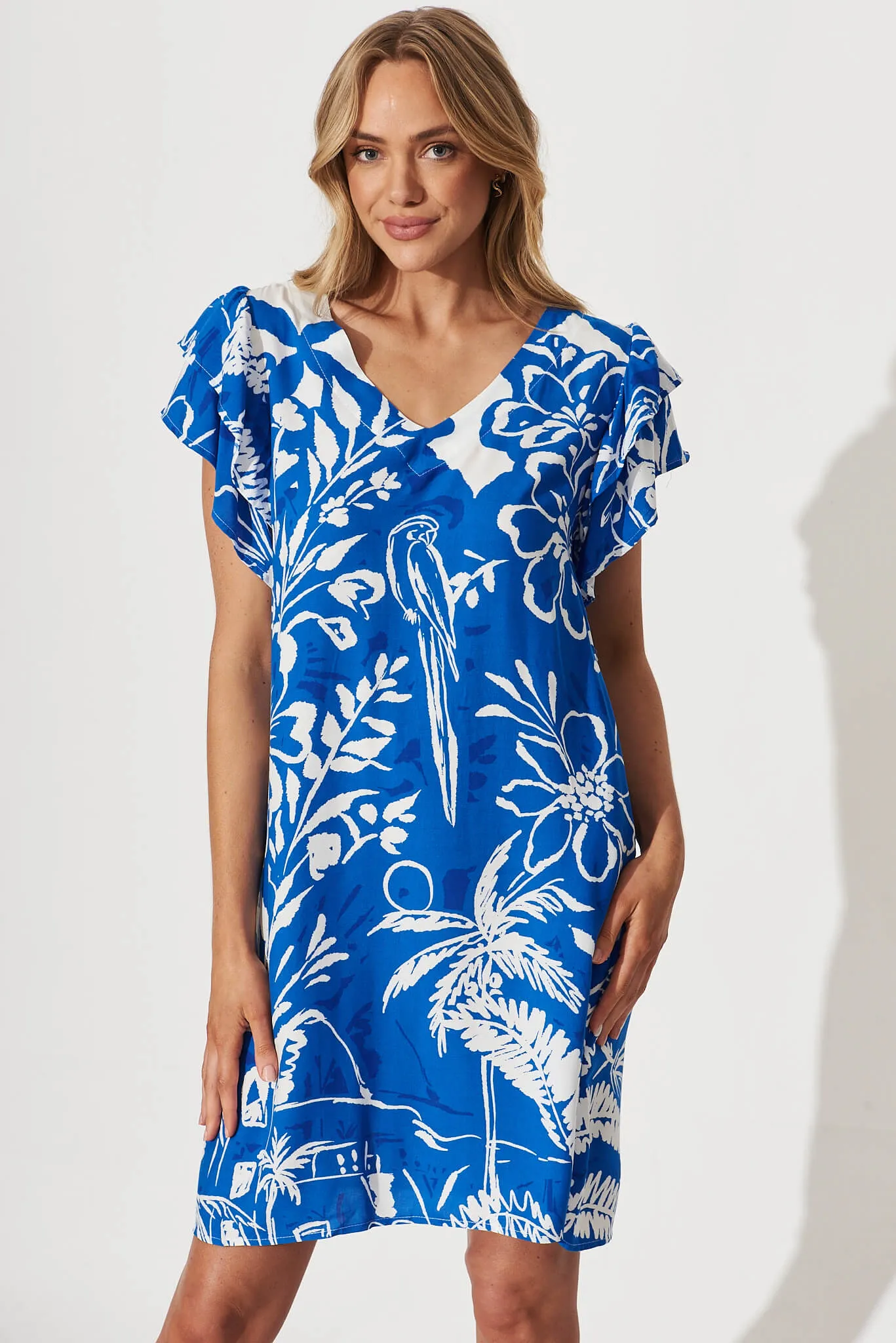 Isla Dress In Blue With White Floral sold by St Frock product image thumbnail 2