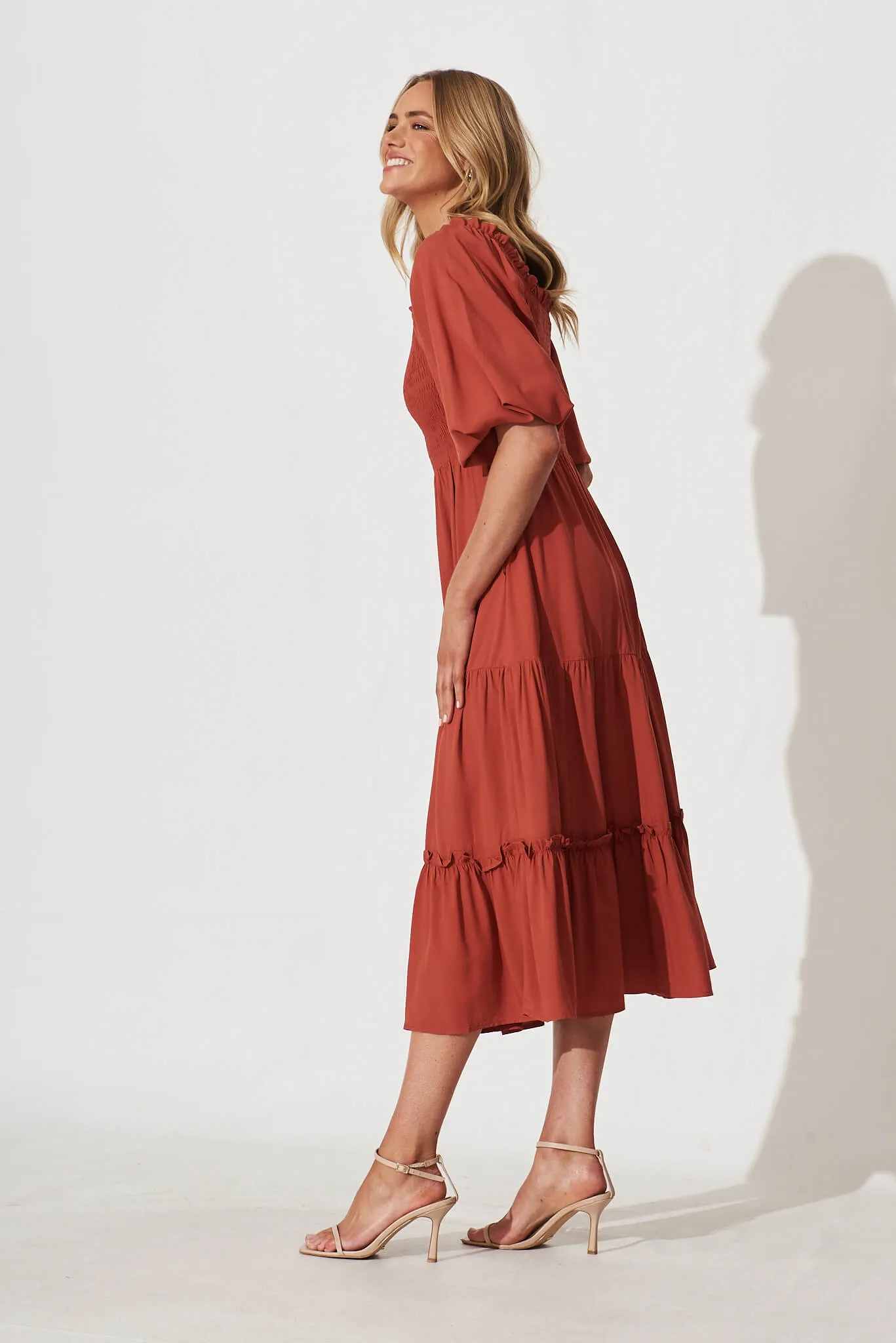 Lovejoy Midi Dress In Rust sold by St Frock product image thumbnail 3