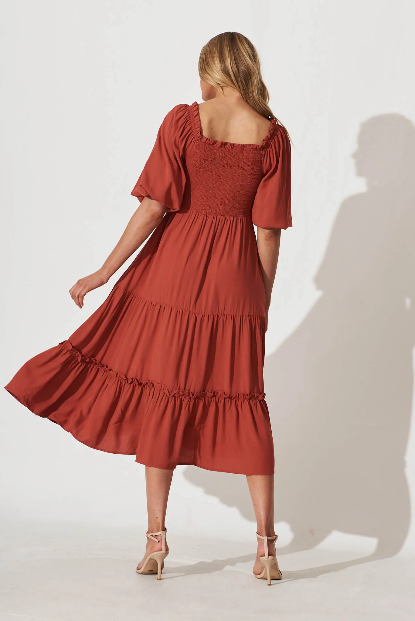 Lovejoy Midi Dress In Rust sold by St Frock product image thumbnail 4
