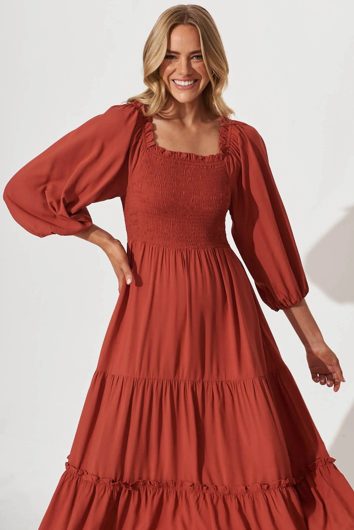Lovejoy Midi Dress In Rust sold by St Frock product image thumbnail 2