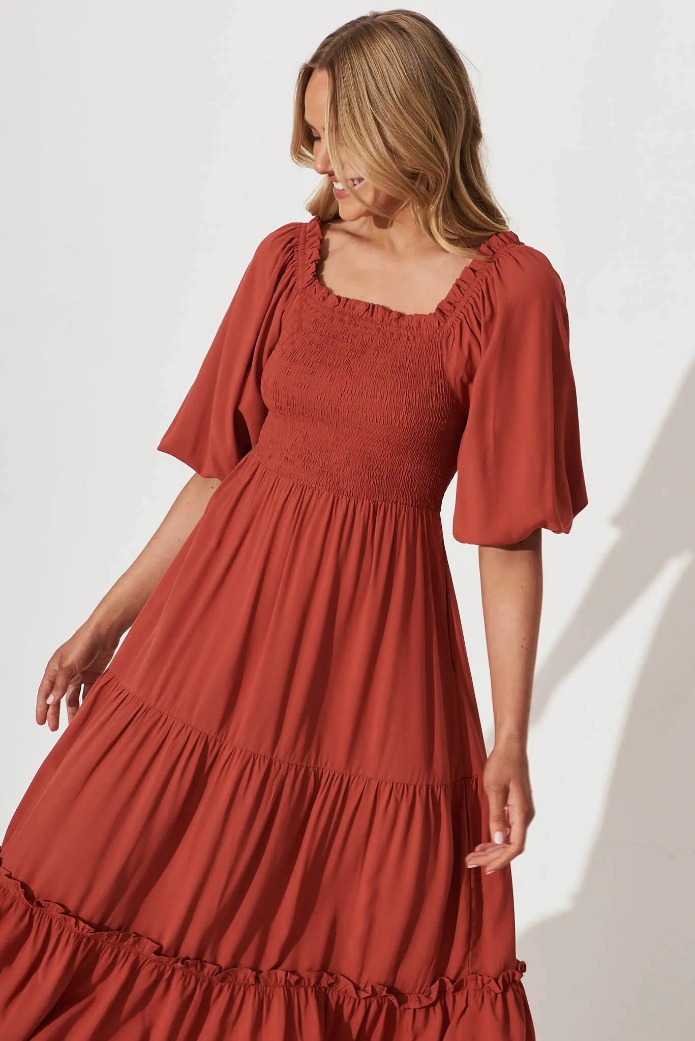 Lovejoy Midi Dress In Rust sold by St Frock product image thumbnail 5