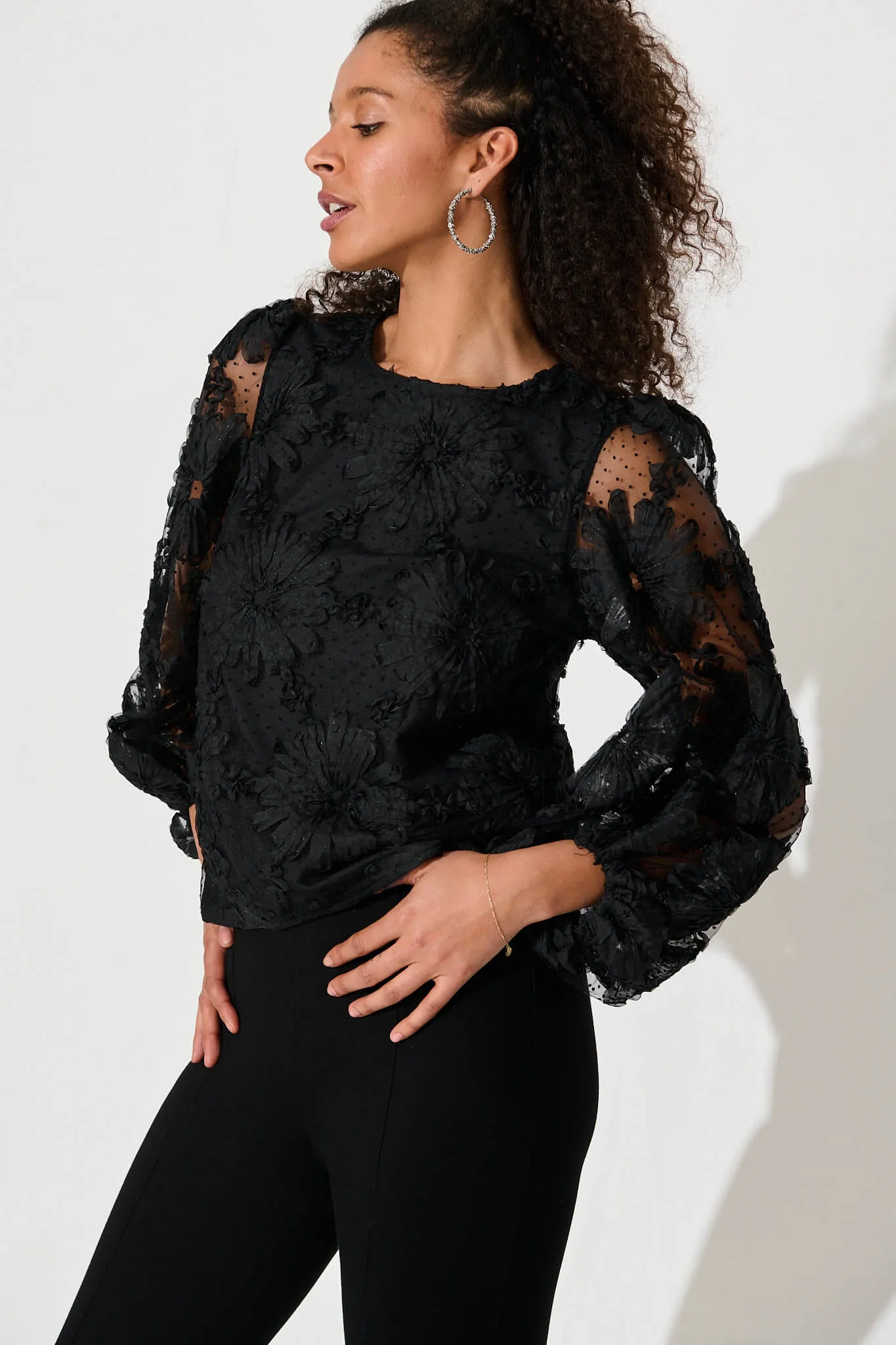 Zoelle Top In Black Floral Organza sold by St Frock product image thumbnail 2