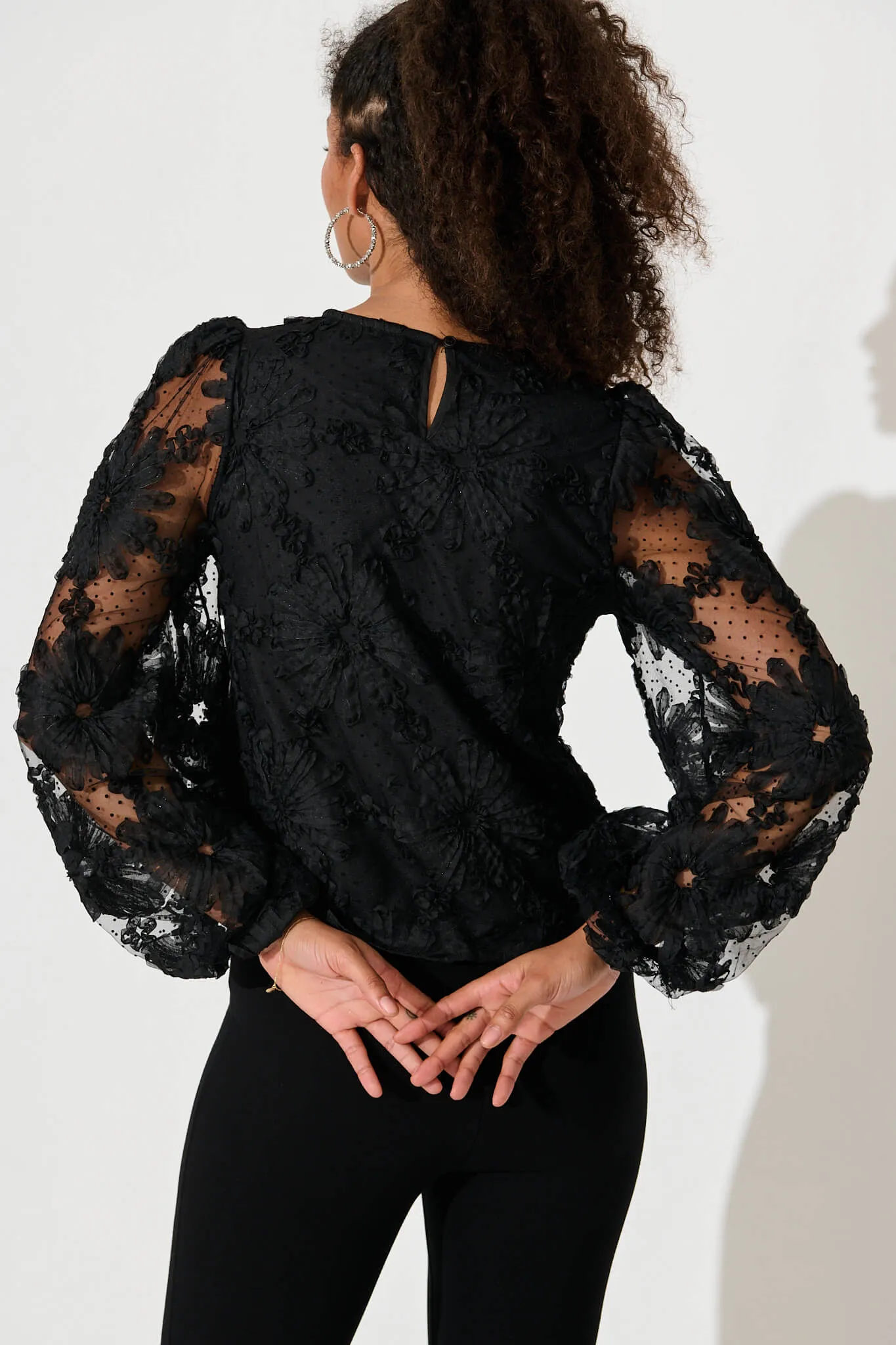 Zoelle Top In Black Floral Organza sold by St Frock product image thumbnail 3