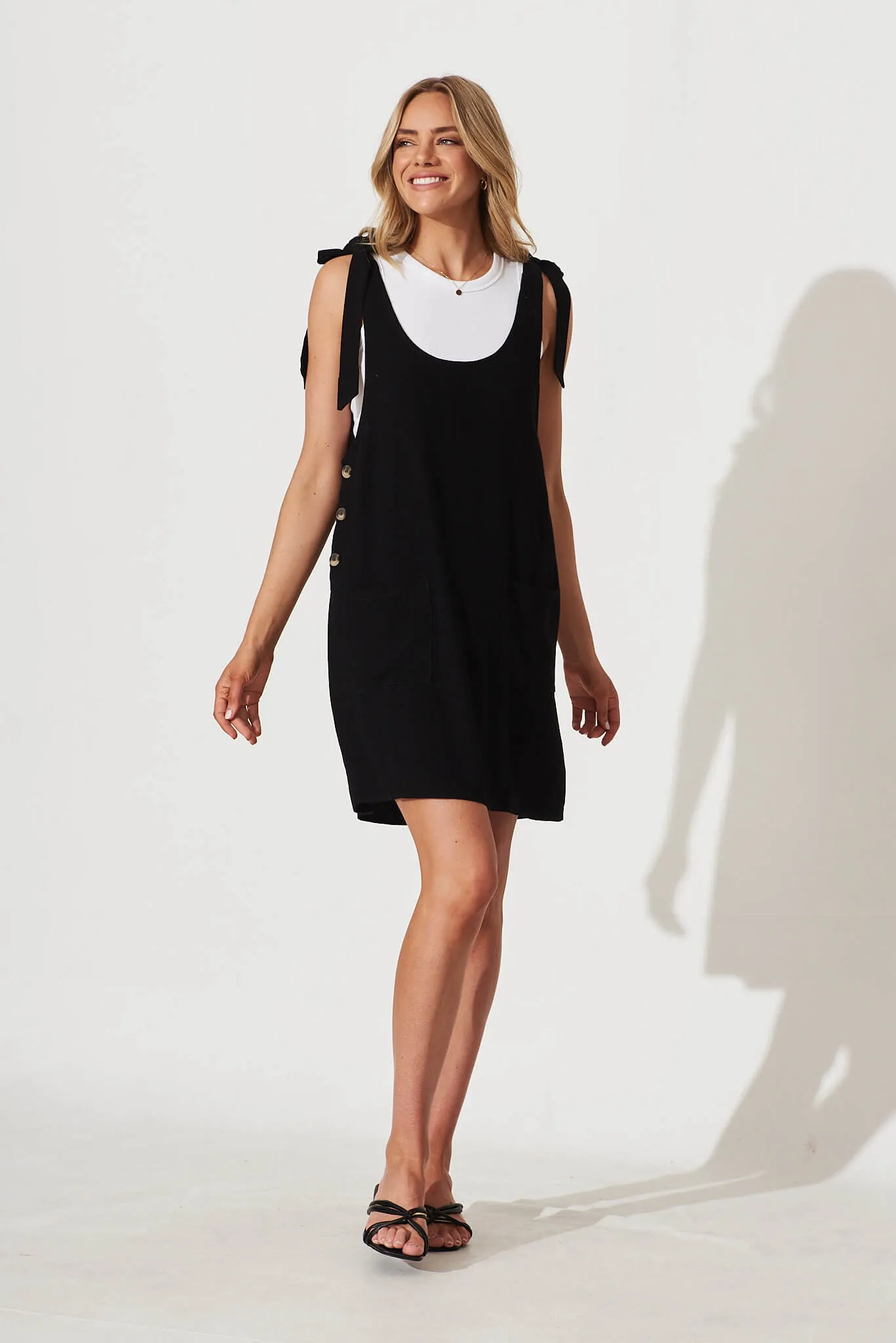 Yana Dress In Black Linen Blend sold by St Frock product image thumbnail 4
