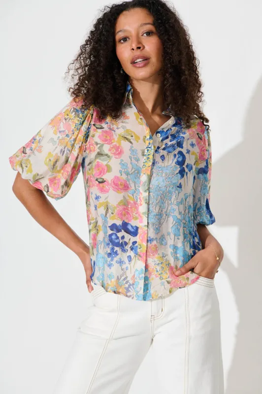 Aeryn Shirt In Vintage Floral Print sold by St Frock