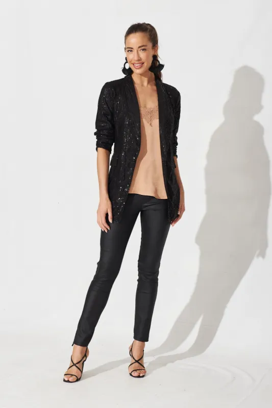 Jackie Blazer In Black Gold Sequin sold by St Frock