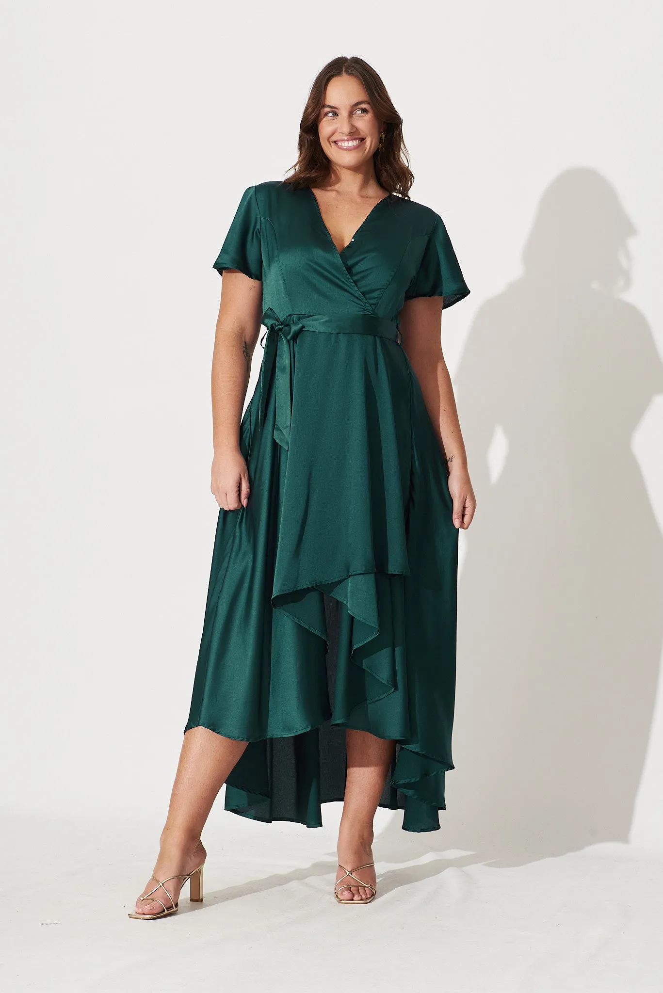 Marilou Maxi Dress In Teal Satin sold by St Frock product image thumbnail 5