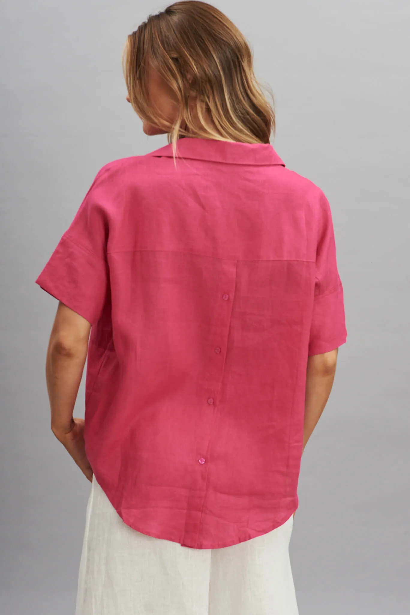 Ollie Top In Magenta Pure Linen sold by St Frock product image thumbnail 3