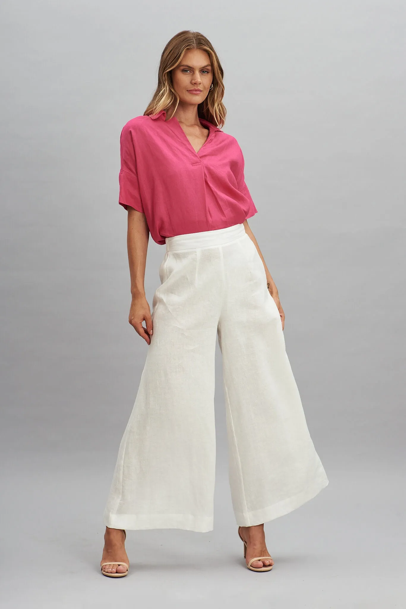 Ollie Top In Magenta Pure Linen sold by St Frock product image thumbnail 4