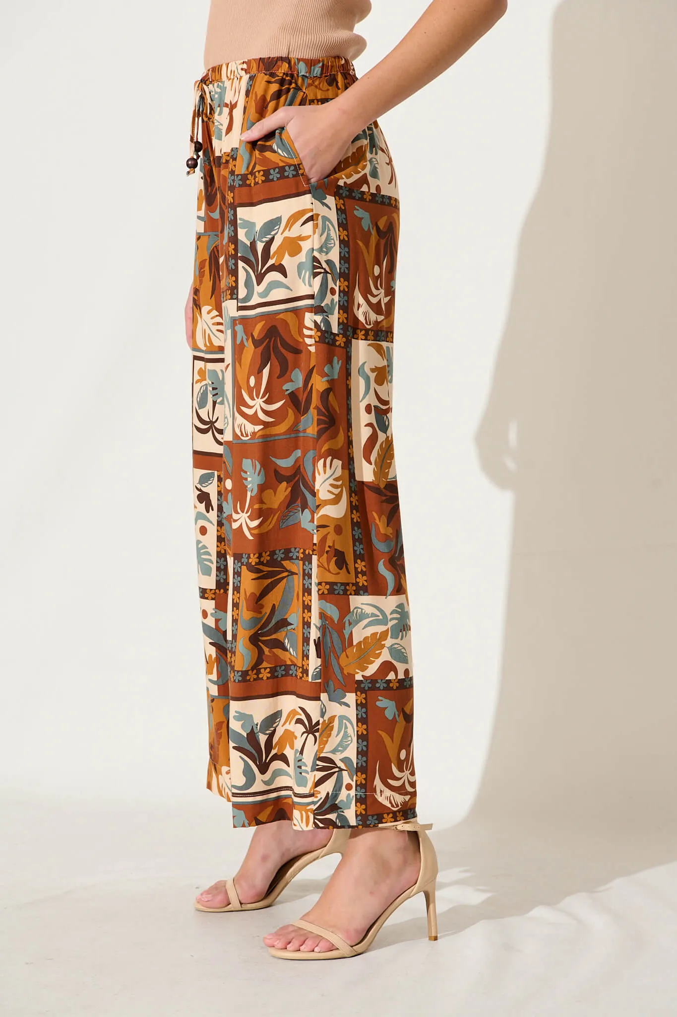 Romeo Pant In Chocolate Multi Patchwork Print sold by St Frock product image thumbnail 2