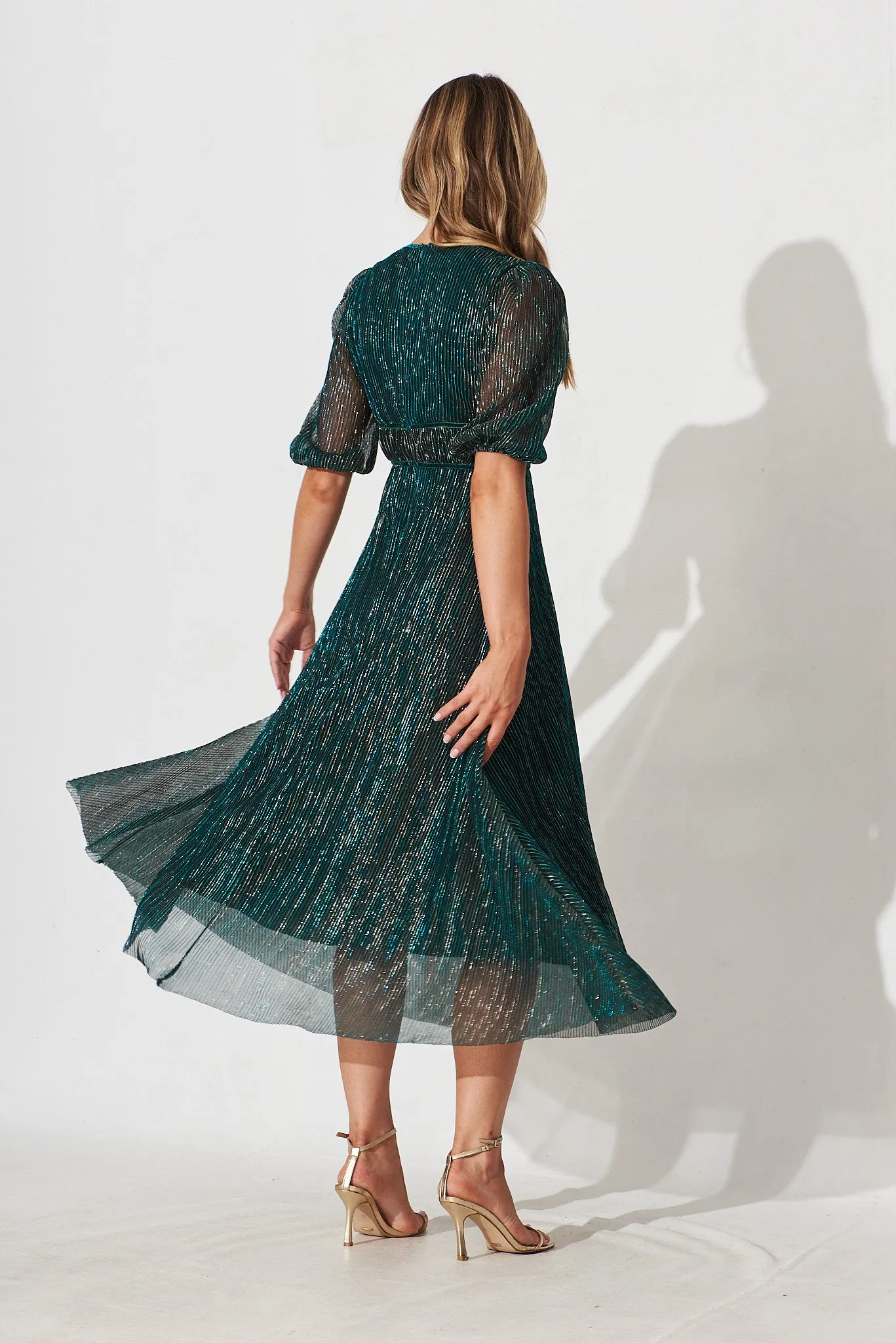 Mana Maxi Dress In Emerald Lurex sold by St Frock product image thumbnail 5