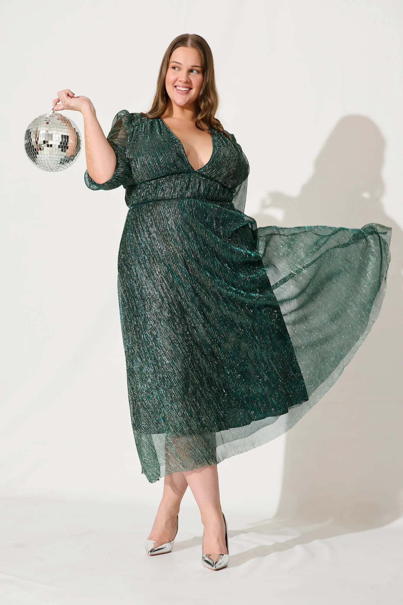 Mana Maxi Dress In Emerald Lurex sold by St Frock product image thumbnail 2