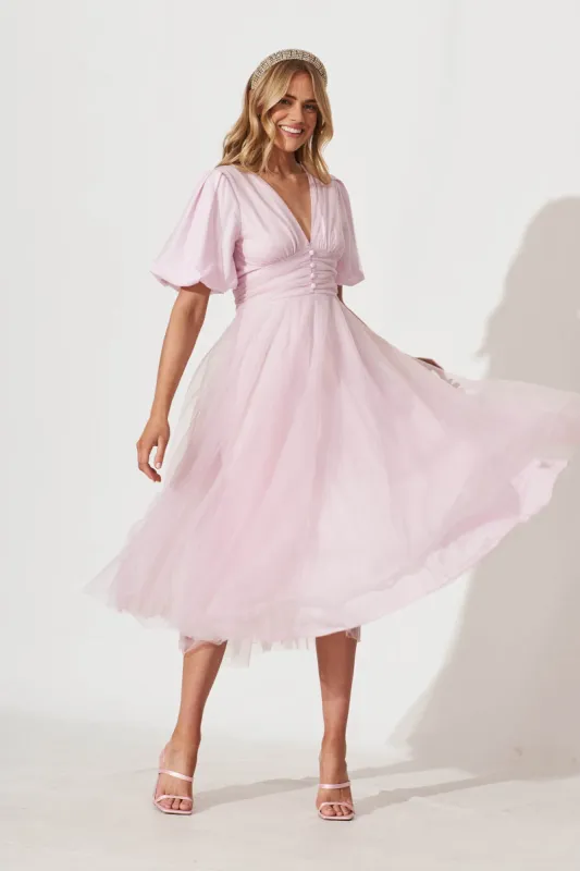 Juliet Midi Dress In Blush Tulle sold by St Frock