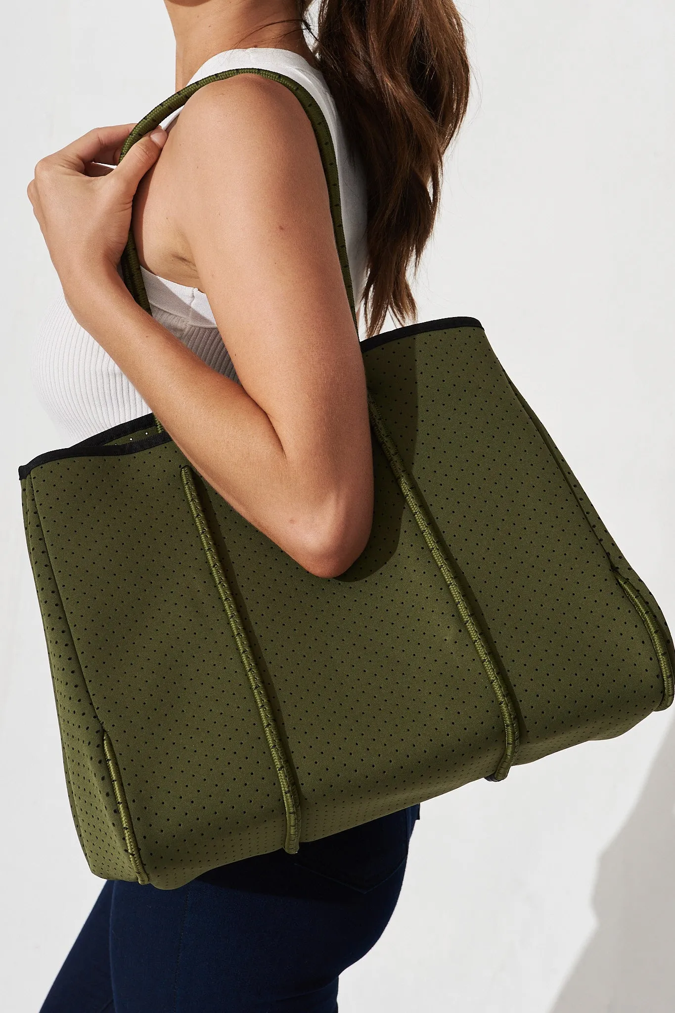 August + Delilah Rania Neoprene Tote Bag In Khaki sold by St Frock product image thumbnail 5