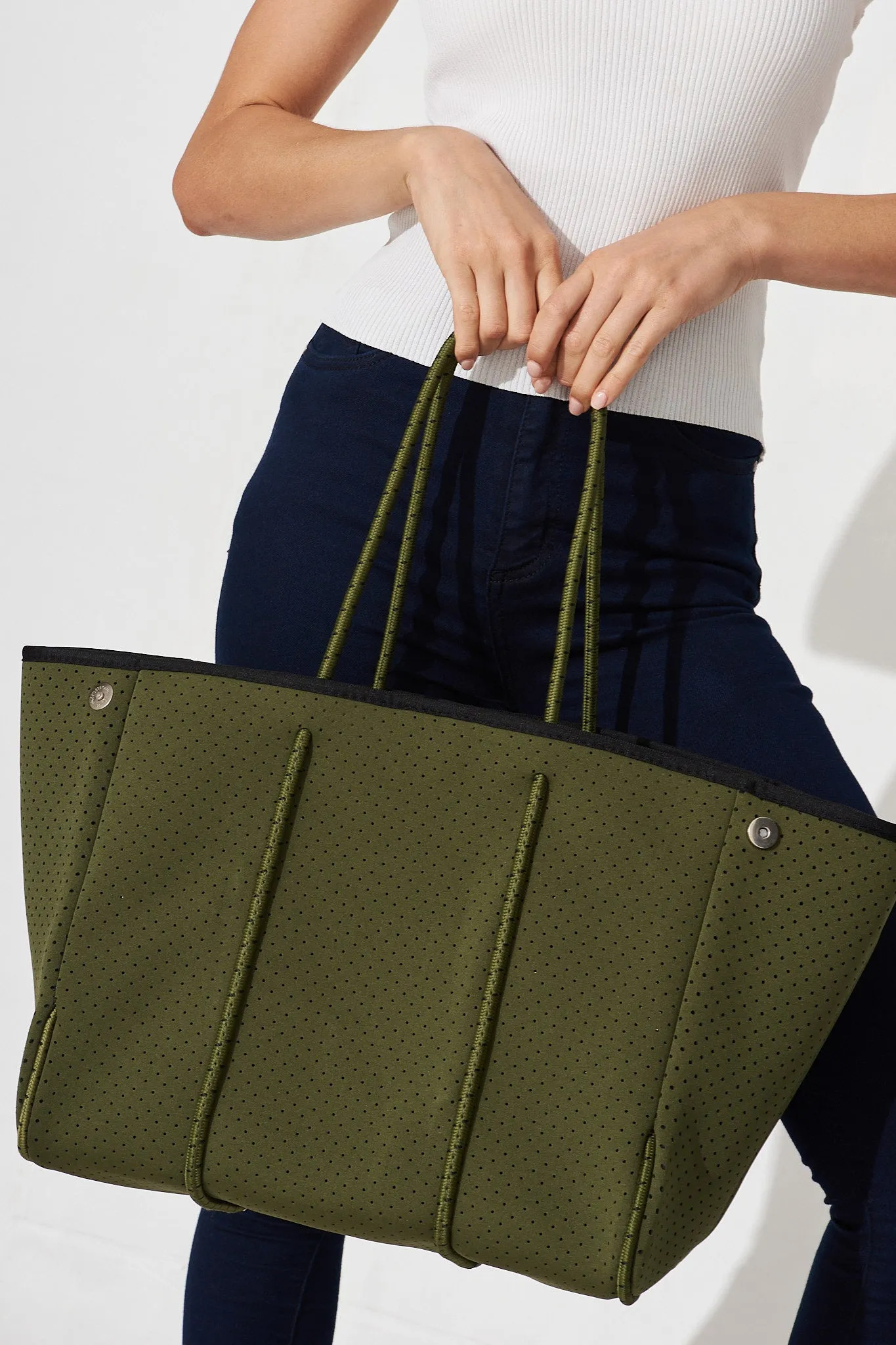 August + Delilah Rania Neoprene Tote Bag In Khaki sold by St Frock product image thumbnail 4