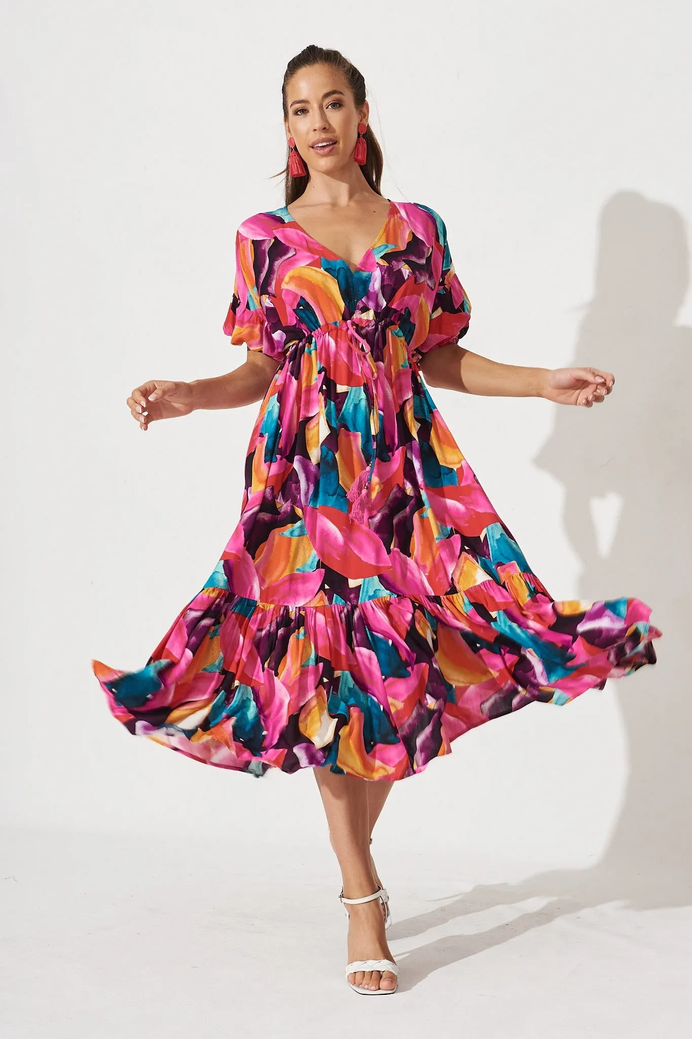 Jacinta Maxi Dress In Black With Multi Leaf Print sold by St Frock product image thumbnail 2
