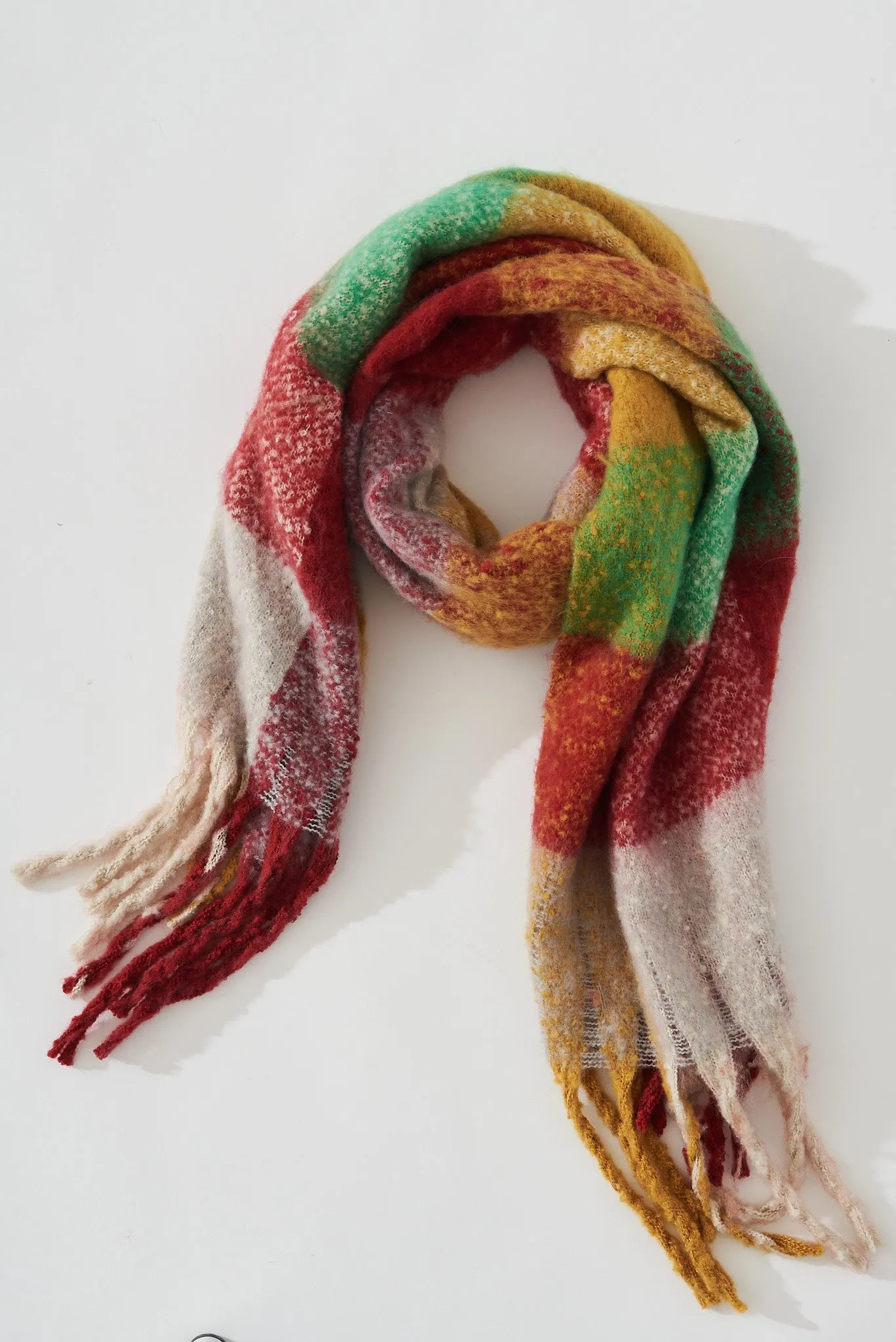 Brooklyn Oversized Knit Scarf In Red And Green Check sold by St Frock product image thumbnail 2