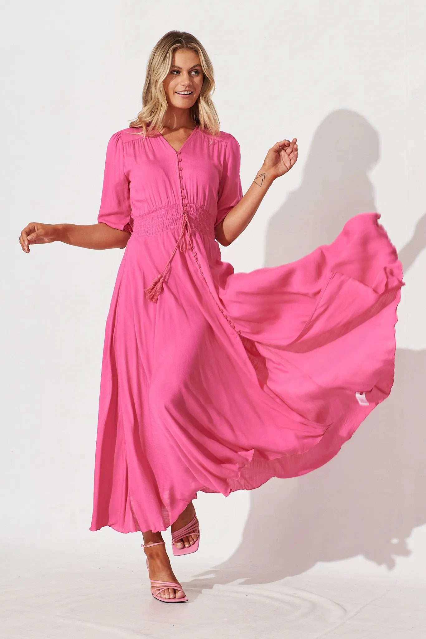 Selena Maxi Dress In Pink sold by St Frock