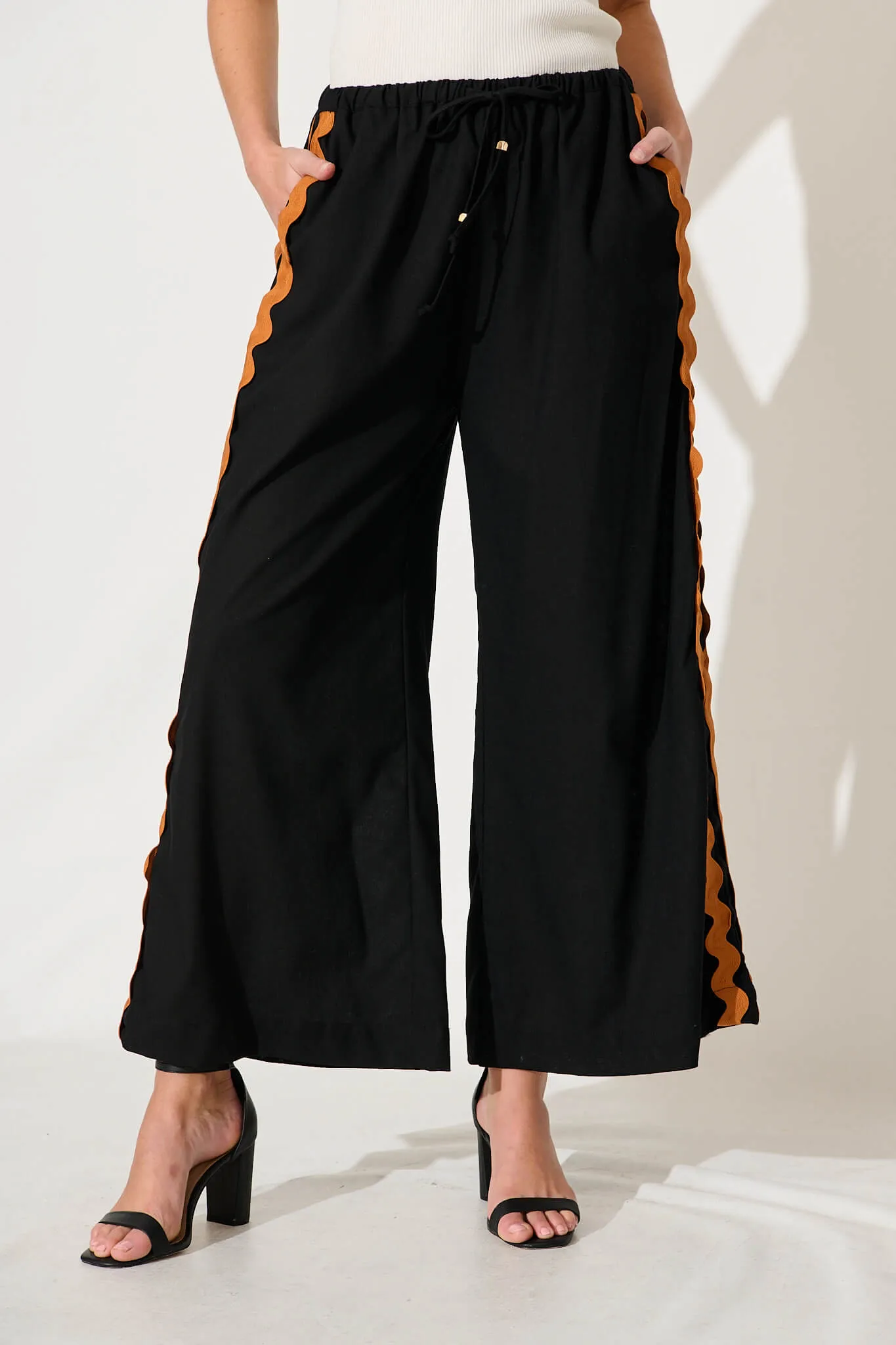 Romeo Pant In Black Ric Rac Cotton Linen sold by St Frock product image thumbnail 2