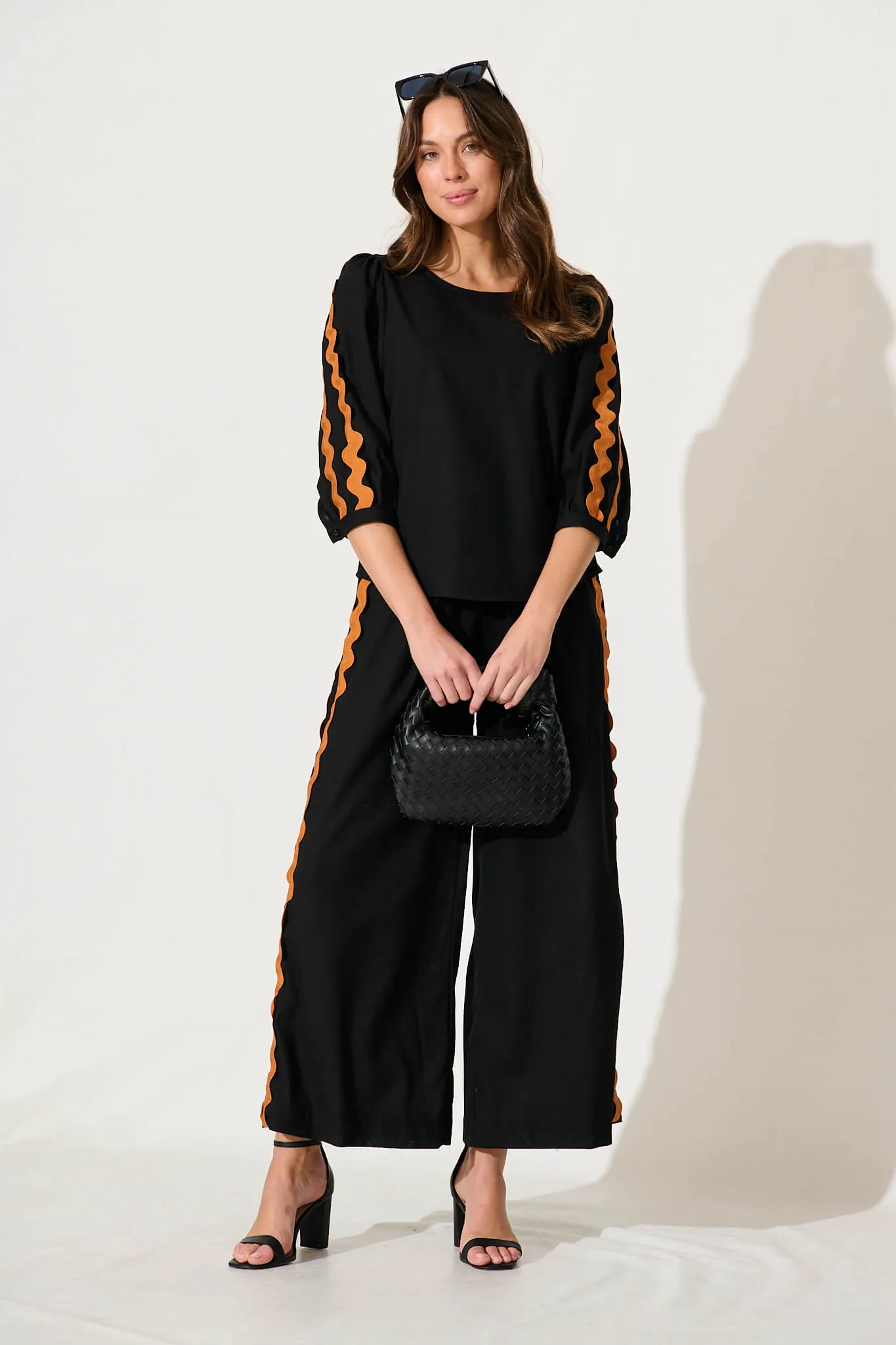 Romeo Pant In Black Ric Rac Cotton Linen sold by St Frock product image thumbnail 5