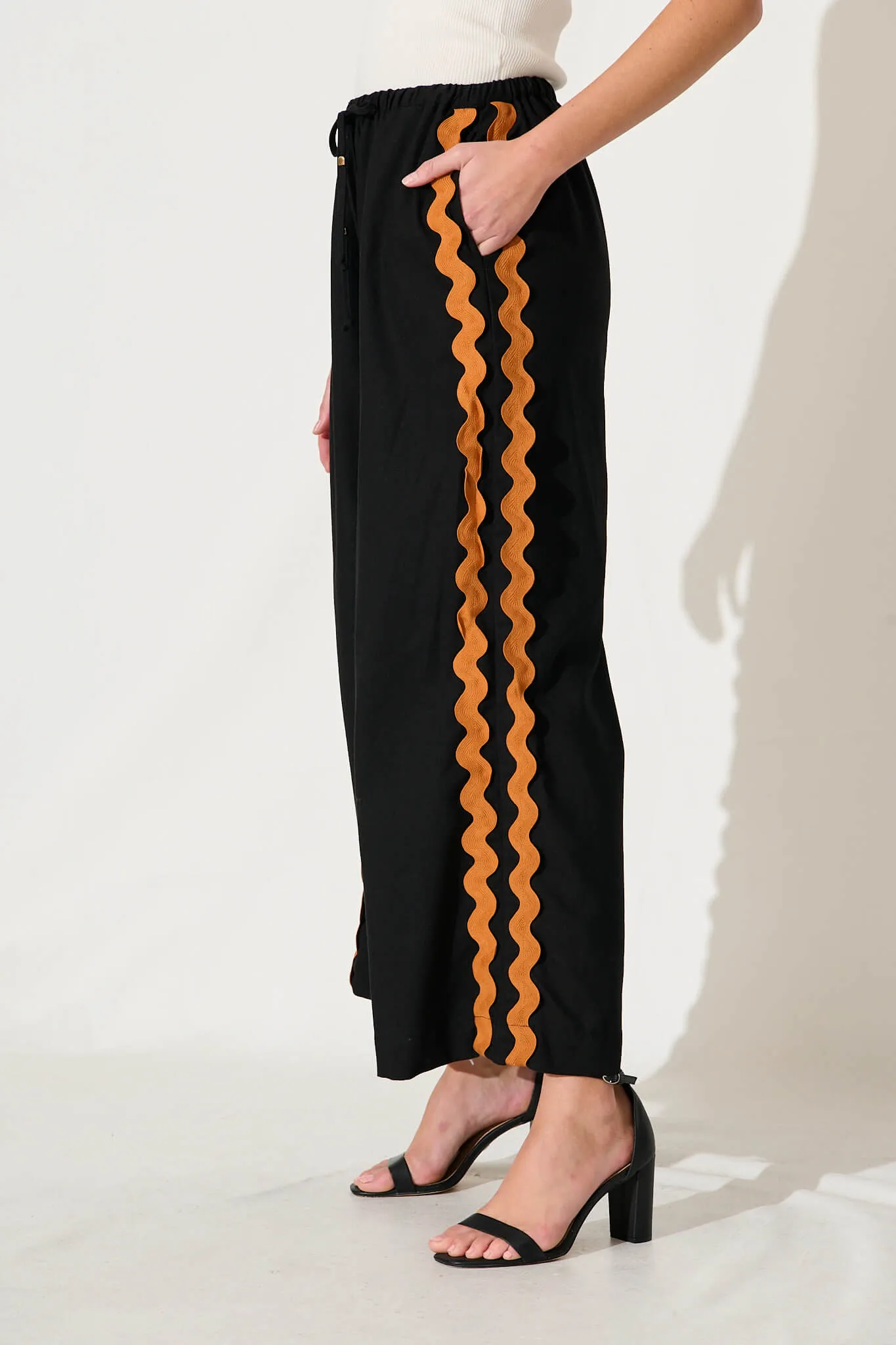 Romeo Pant In Black Ric Rac Cotton Linen sold by St Frock product image thumbnail 3