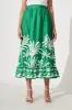 Finesse Maxi Skirt In Green Border Print Cotton sold by St Frock