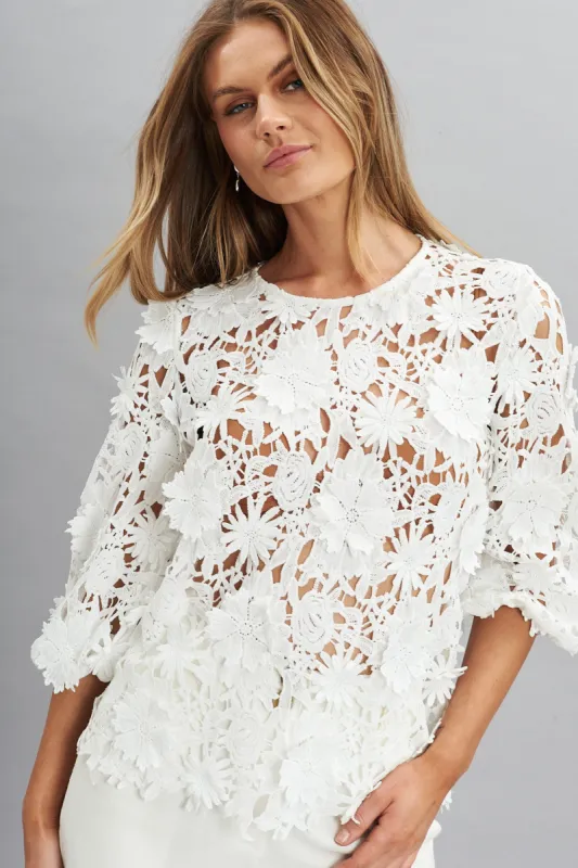 Tapestry Top In White Lace sold by St Frock