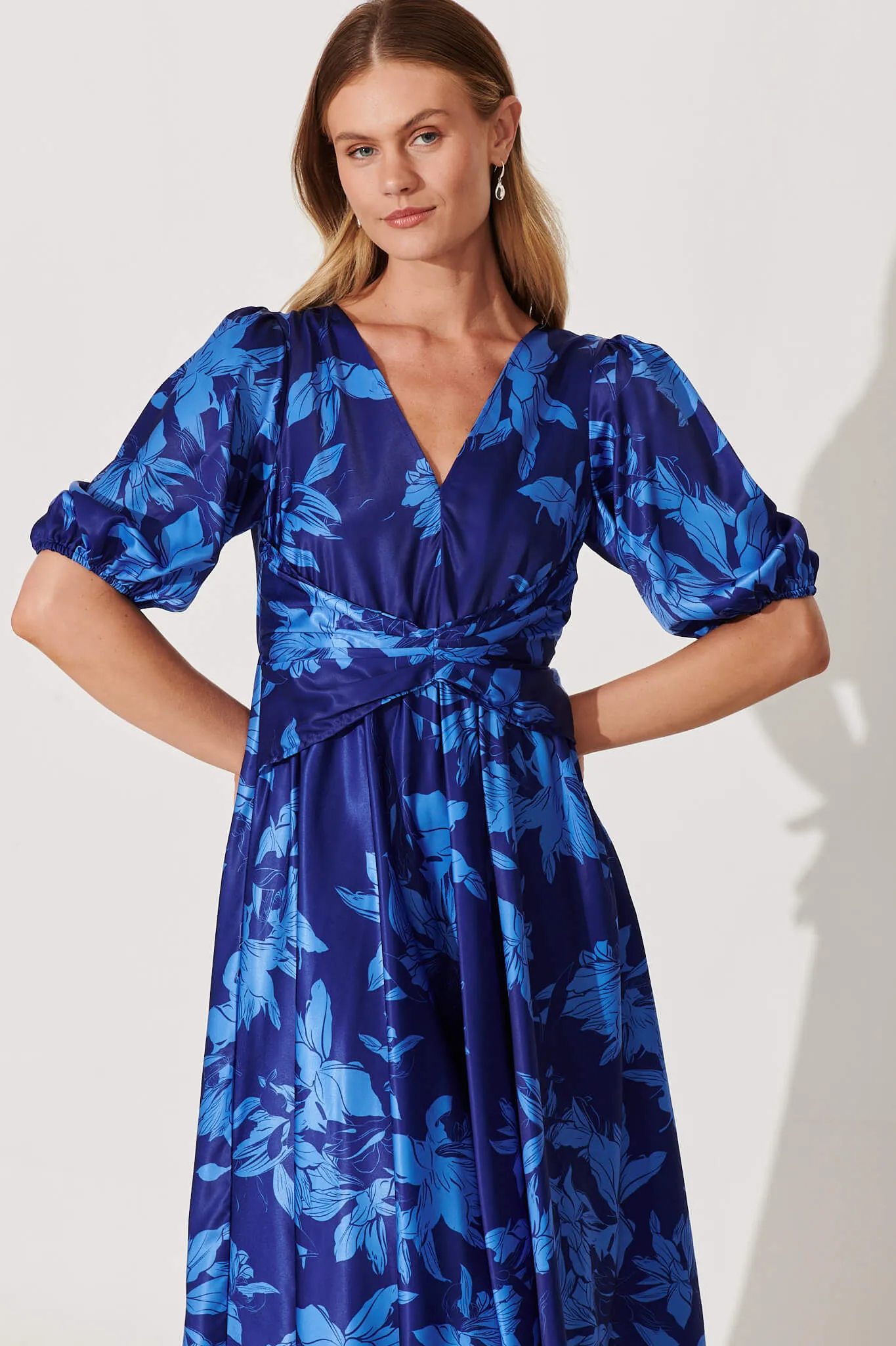 Bloomin Midi Dress In Blue Floral Print sold by St Frock product image thumbnail 4