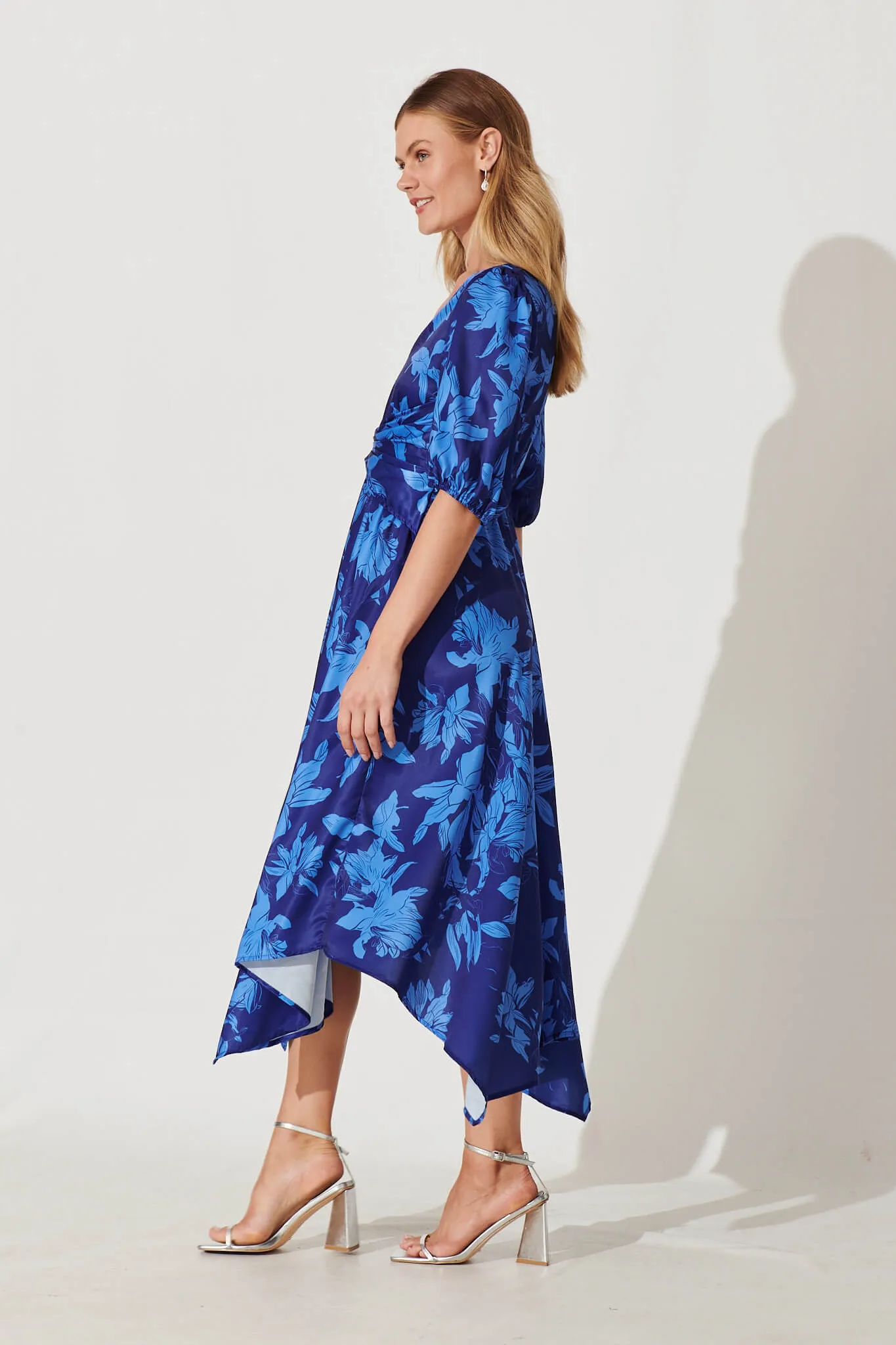 Bloomin Midi Dress In Blue Floral Print sold by St Frock product image thumbnail 5