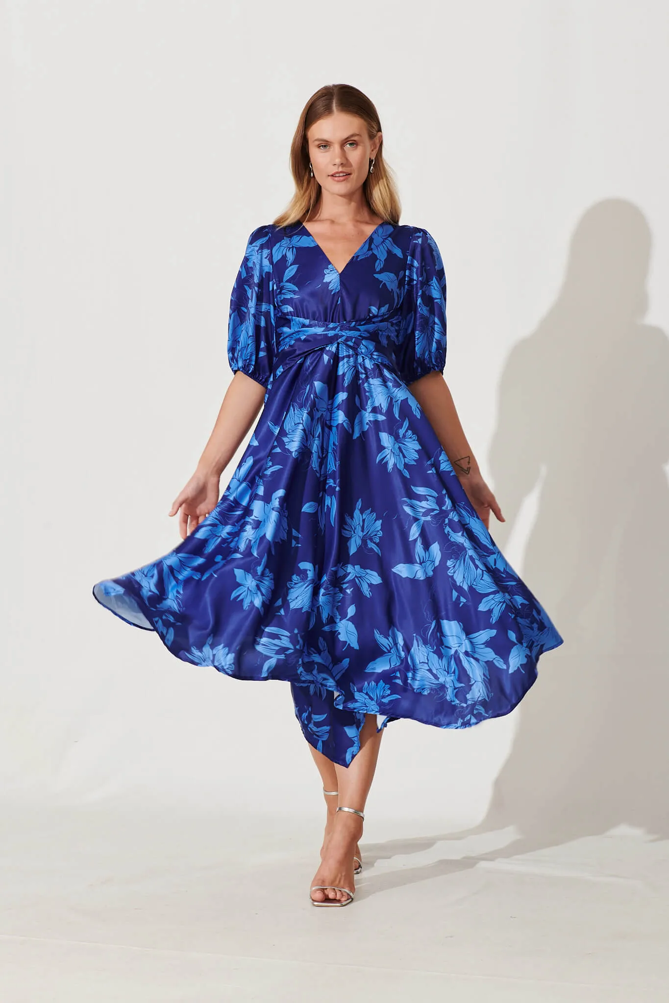 Bloomin Midi Dress In Blue Floral Print sold by St Frock product image thumbnail 2