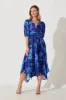 Bloomin Midi Dress In Blue Floral Print sold by St Frock