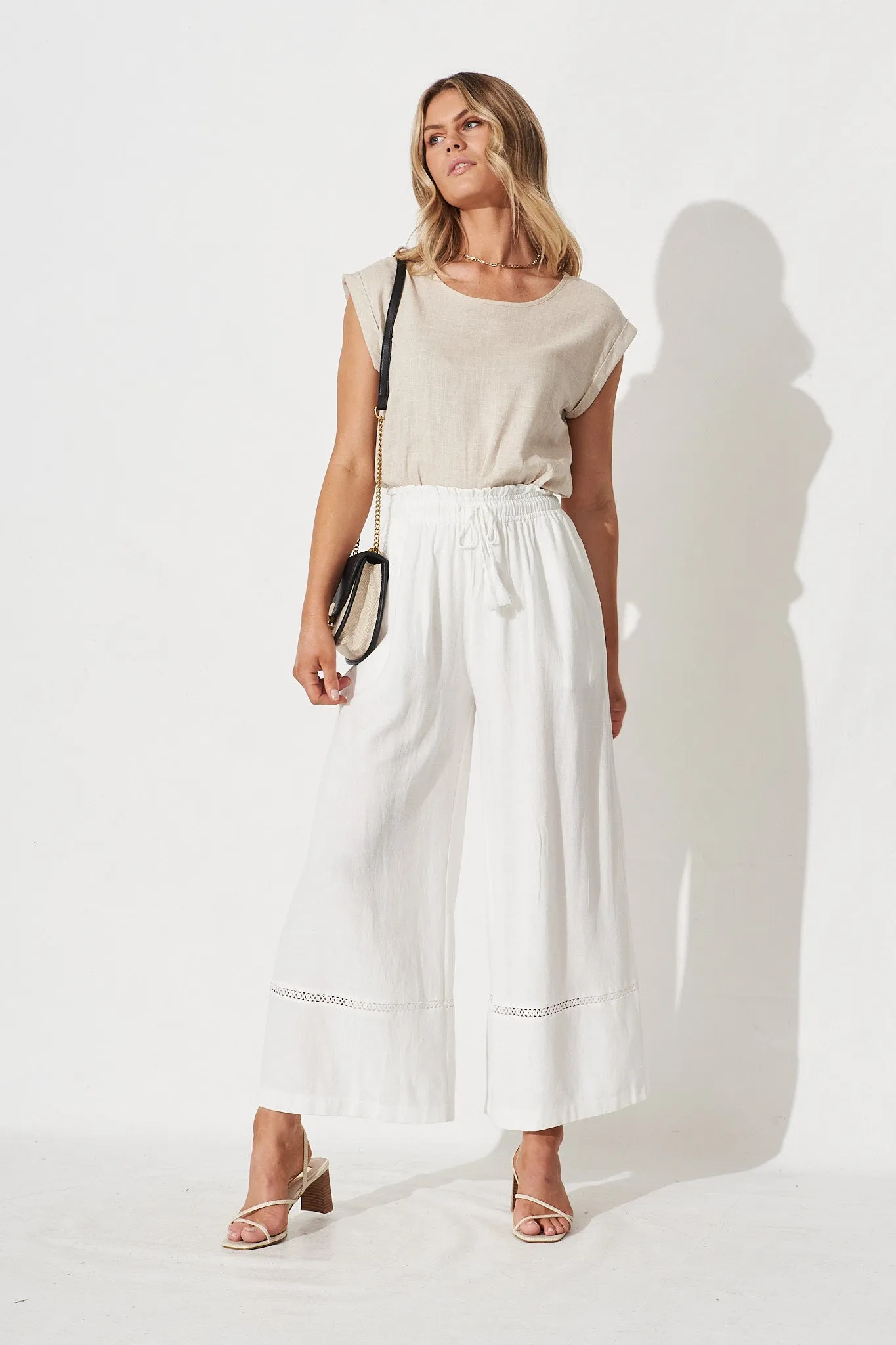 Amelia Pants In White Linen Blend sold by St Frock product image thumbnail 2