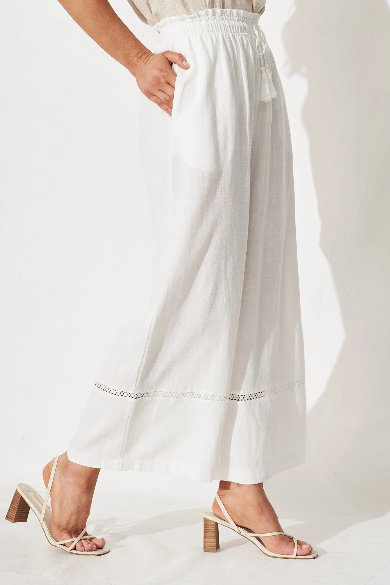 Amelia Pants In White Linen Blend sold by St Frock product image thumbnail 4