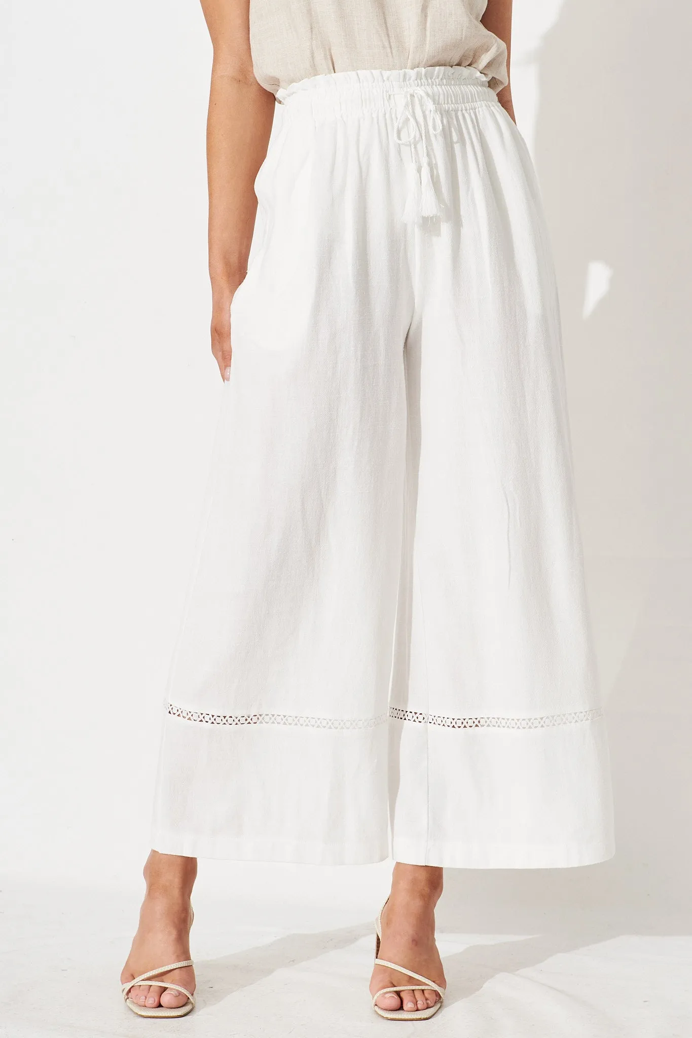 Amelia Pants In White Linen Blend sold by St Frock product image thumbnail 3