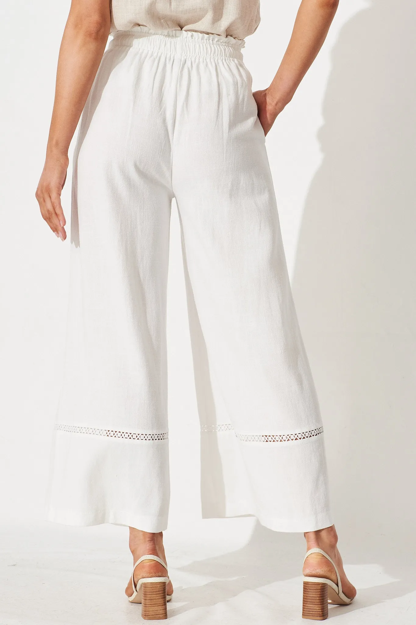 Amelia Pants In White Linen Blend sold by St Frock product image thumbnail 5