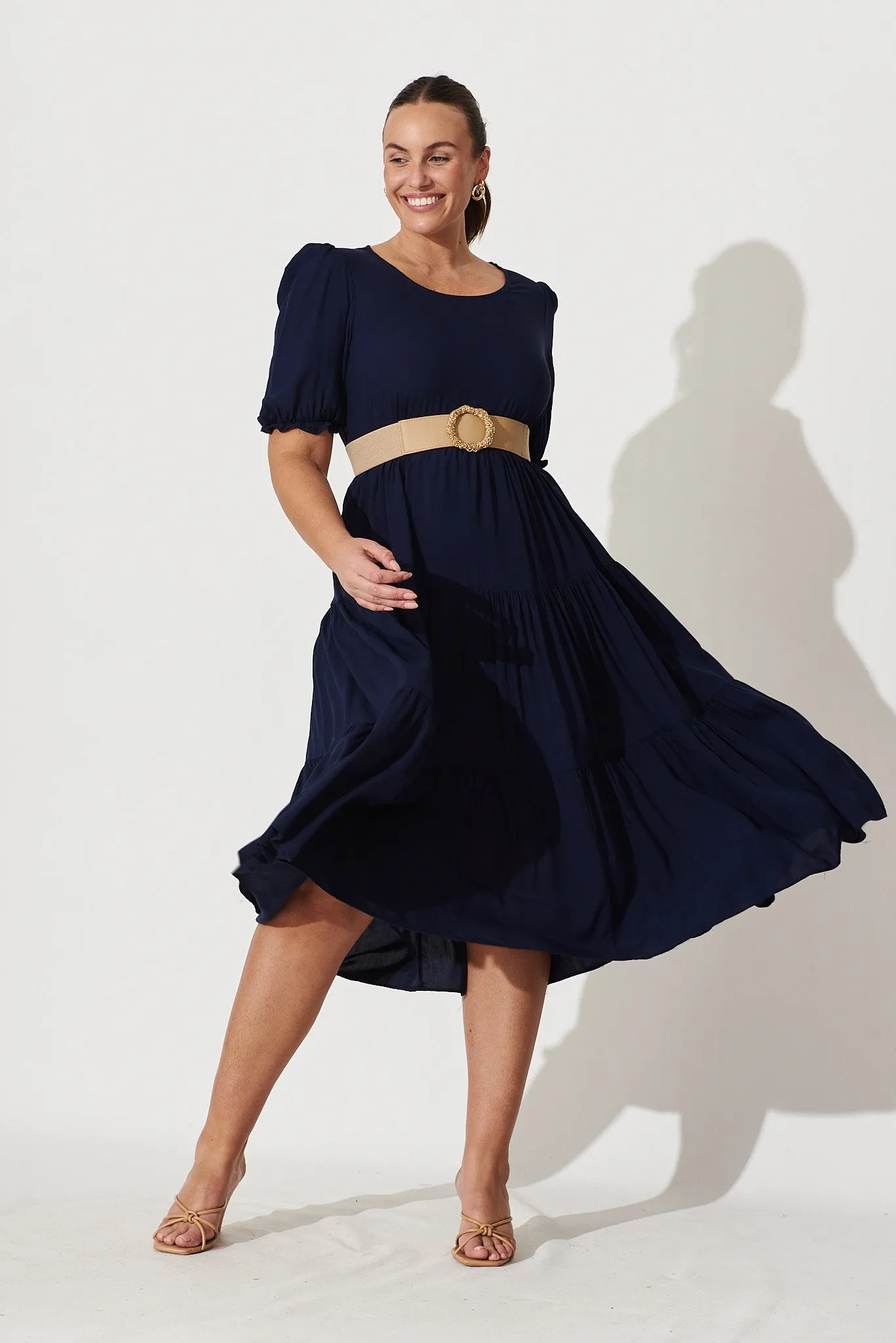 Nevi Tiered Midi Dress In Navy sold by St Frock product image thumbnail 2