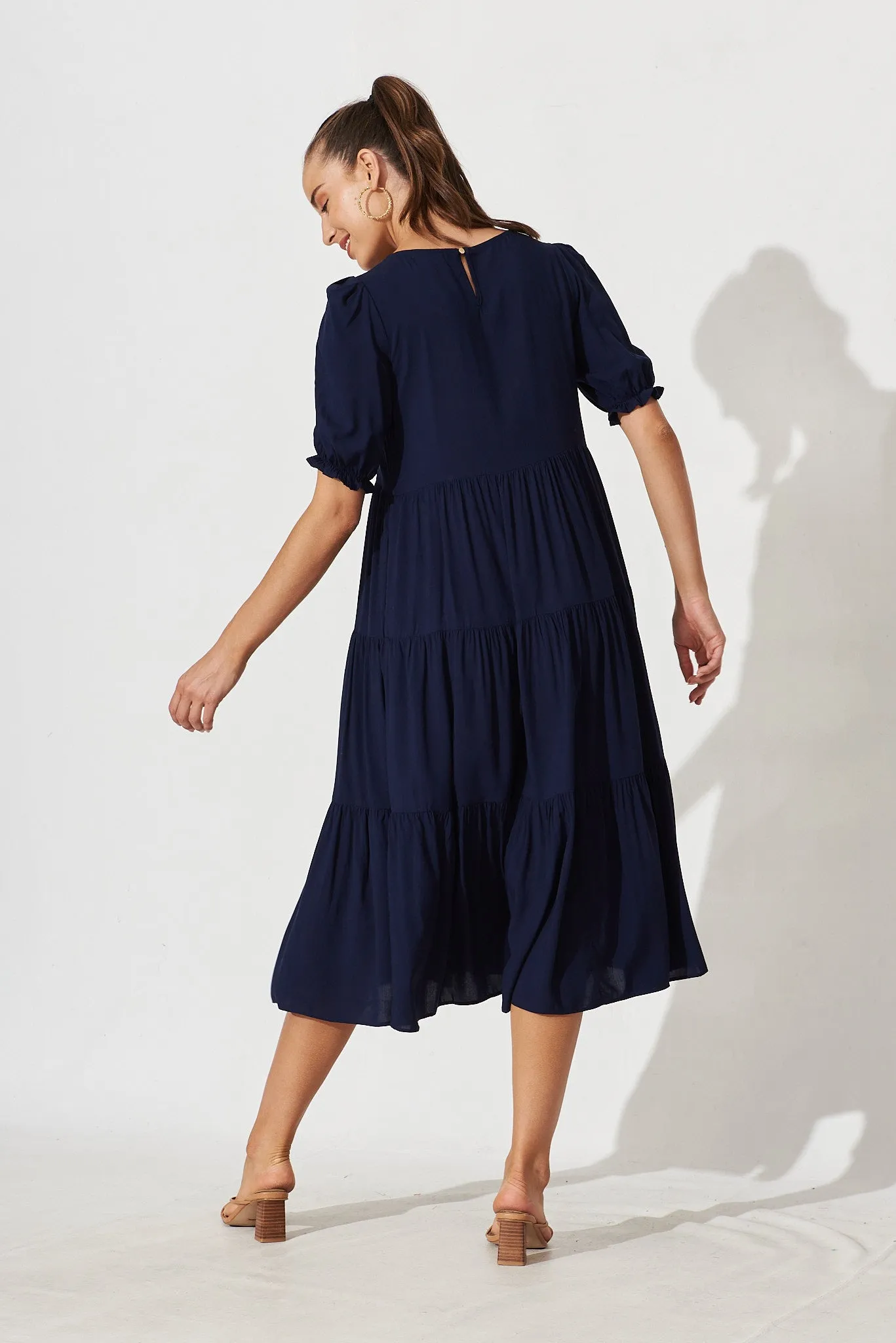 Nevi Tiered Midi Dress In Navy sold by St Frock product image thumbnail 5