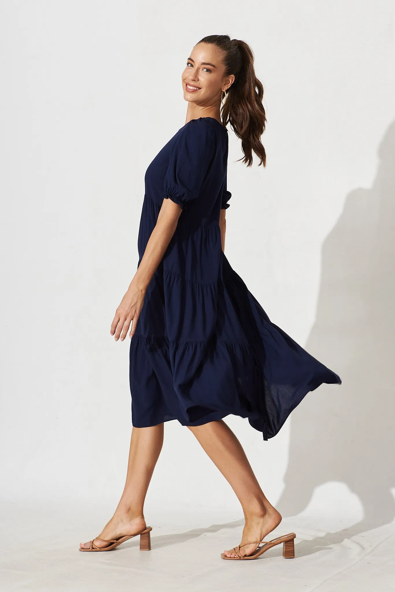 Nevi Tiered Midi Dress In Navy sold by St Frock product image thumbnail 4