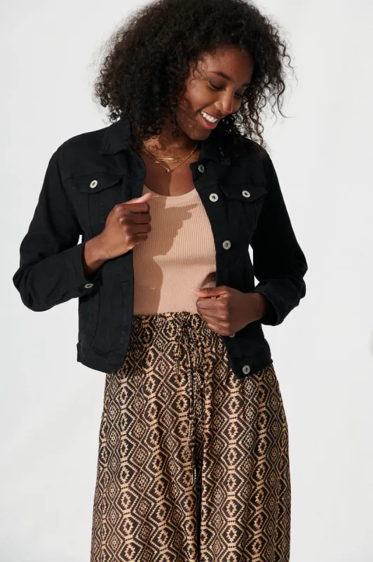 Gossip Denim Jacket In Black Wash sold by St Frock