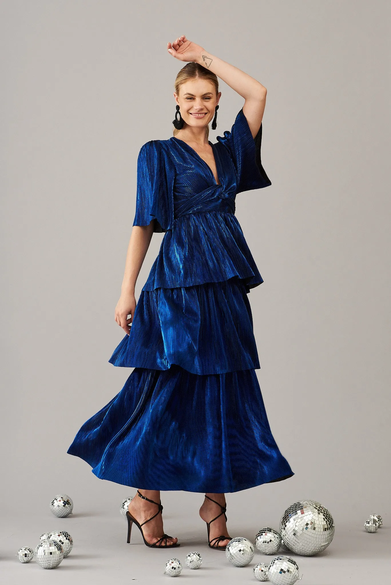 Carnation Maxi Dress In Cobalt Blue Lurex sold by St Frock product image thumbnail 3