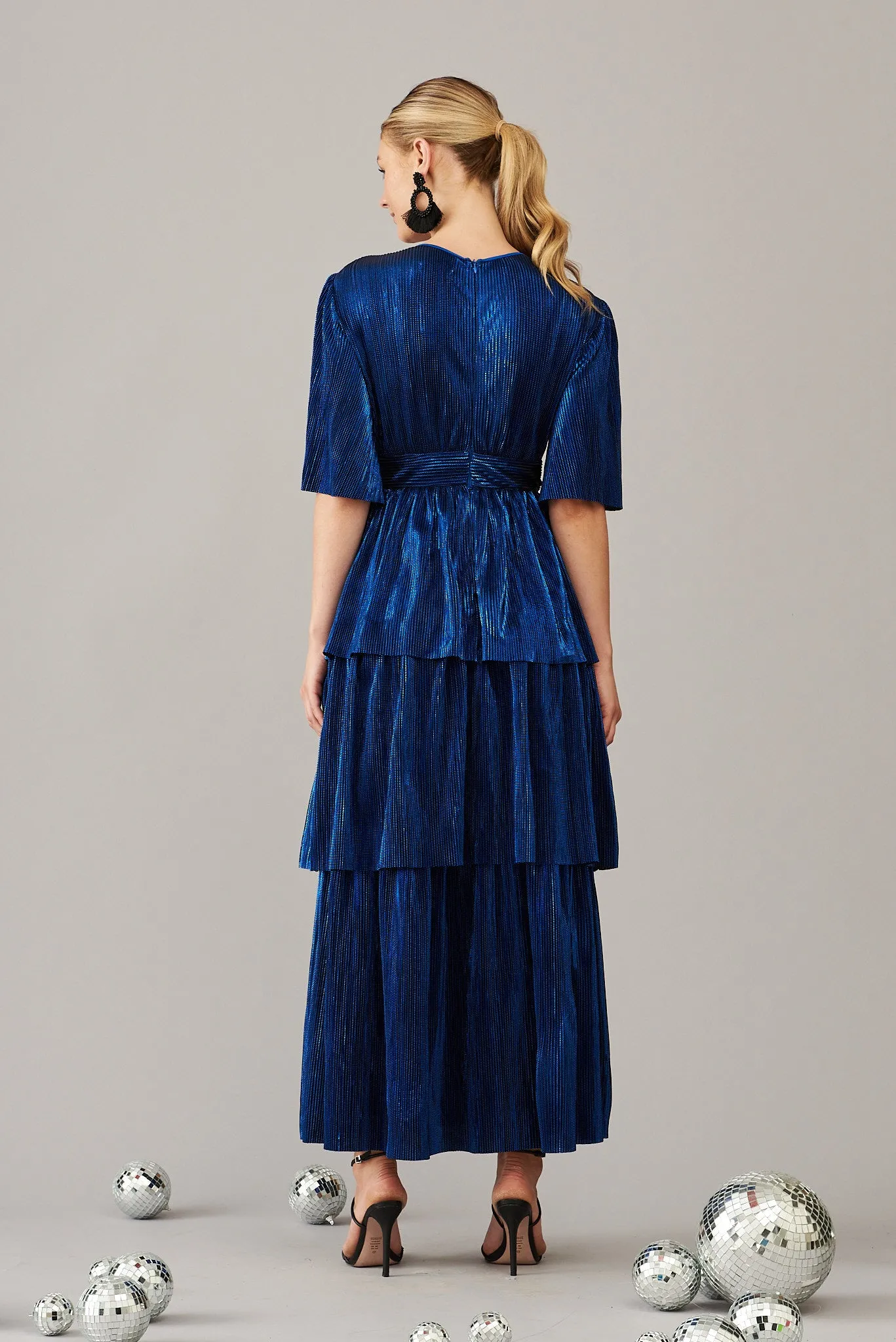 Carnation Maxi Dress In Cobalt Blue Lurex sold by St Frock product image thumbnail 5