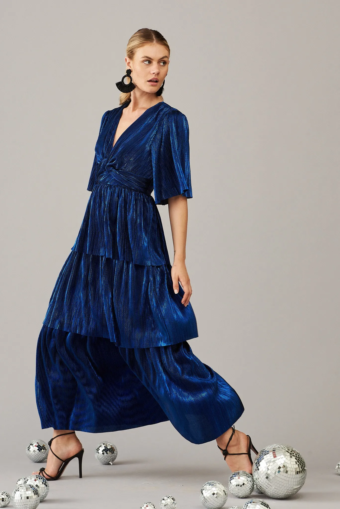 Carnation Maxi Dress In Cobalt Blue Lurex sold by St Frock
