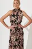 Simmie Midi Dress In Black With Apricot Floral sold by St Frock