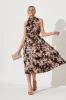 Simmie Midi Dress In Black With Apricot Floral sold by St Frock
