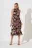 Simmie Midi Dress In Black With Apricot Floral sold by St Frock