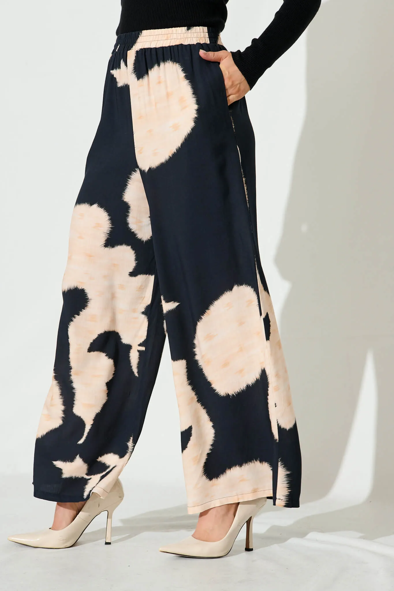 Frances Pant In Ink With Peach Linen Blend sold by St Frock product image thumbnail 2