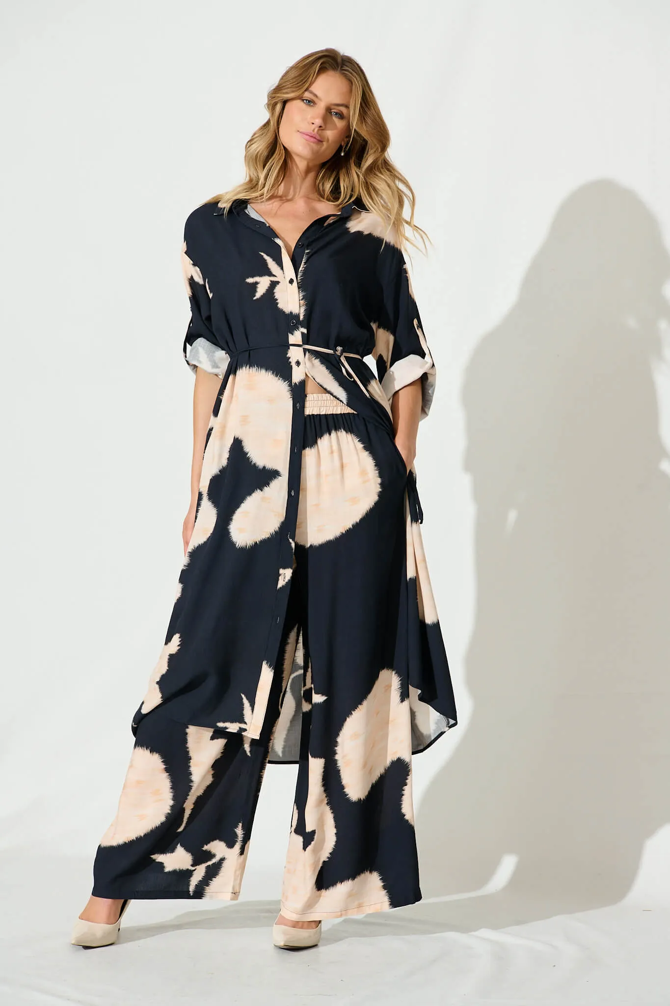 Frances Pant In Ink With Peach Linen Blend sold by St Frock product image thumbnail 5