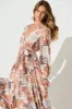 Bridie Maxi Dress In Brown Leaf Print sold by St Frock